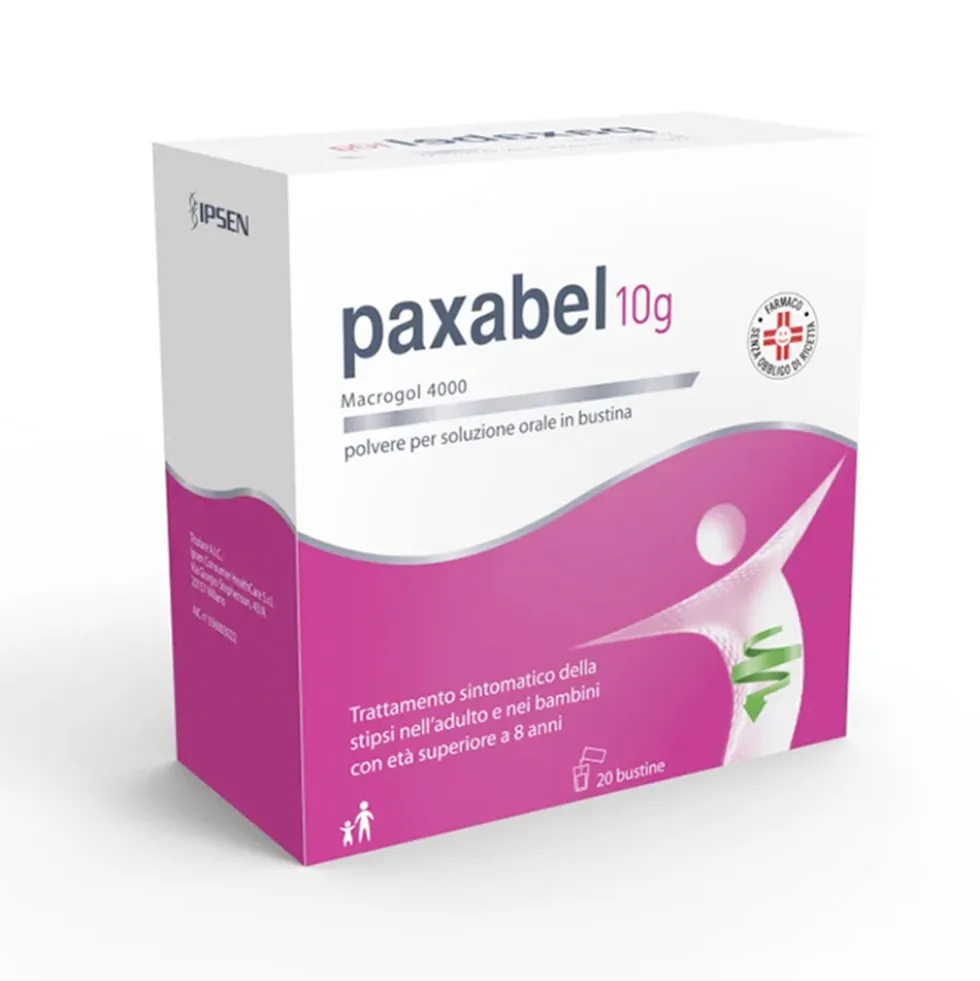 Paxabel 10g Macrogol 4000 Trattamento Stipsi Adulti e Bambini, 20 Bustine
