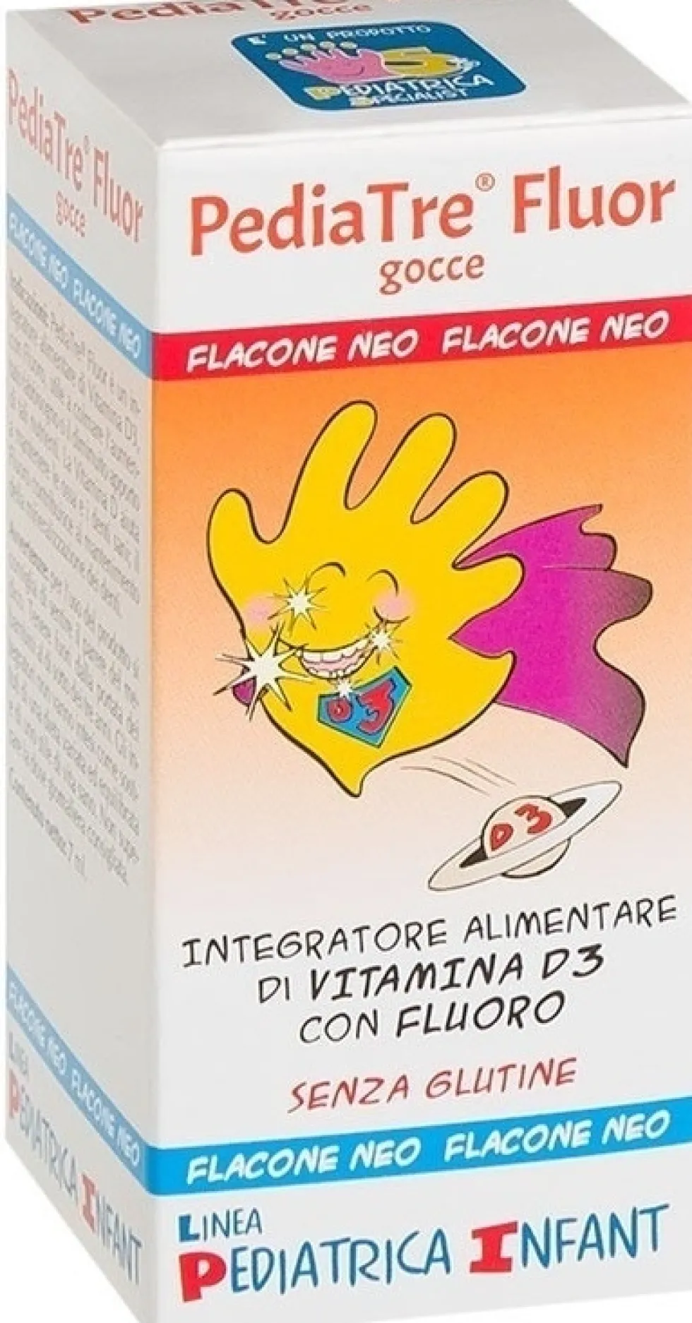 Pediatrica PediaTre Fluor - Gocce per il mantenimento di ossa e denti, integratore fluoro 7 ml