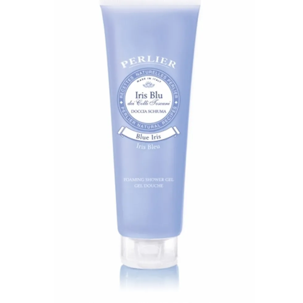 Perlier Iris Blu - Doccia schiuma emolliente per la detersione delicata del corpo, 250 ml