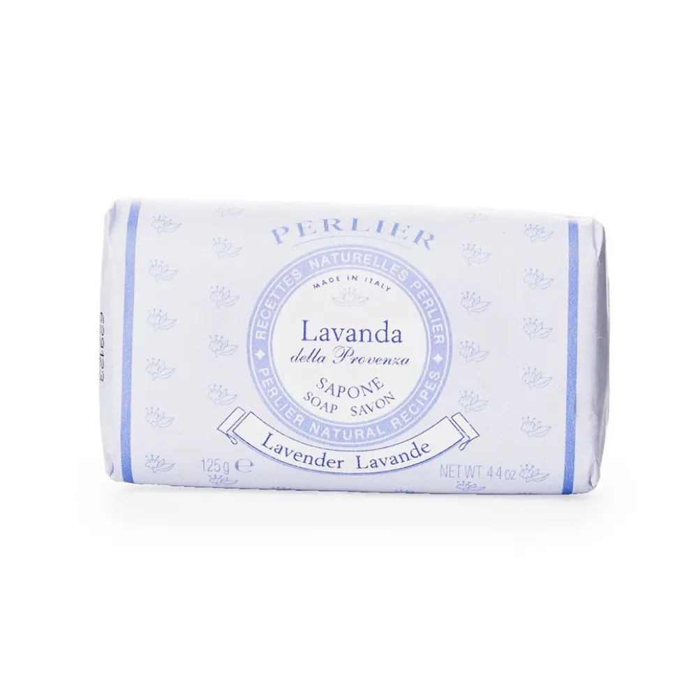 Perlier Lavanda della Provenza - Saponetta detergente e idratante per il viso e il corpo, 125 g