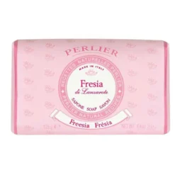Perlier Sapone delicato Fresia - Saponetta emolliente per la detersione di viso e corpo, 125 g