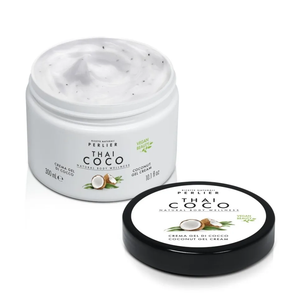 Perlier Thai Coco - Gel Crema di Cocco con Microsfere di Vitamina E Idratante Pelle Secca e Doposole, 300ml