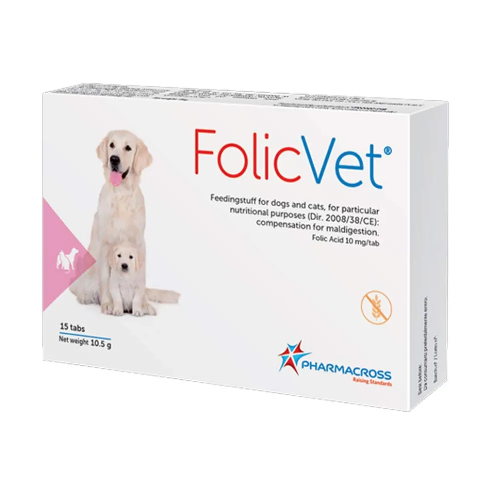 Pharmacross FolicVet Integratore Acido Folico per Cani, 15 Compresse