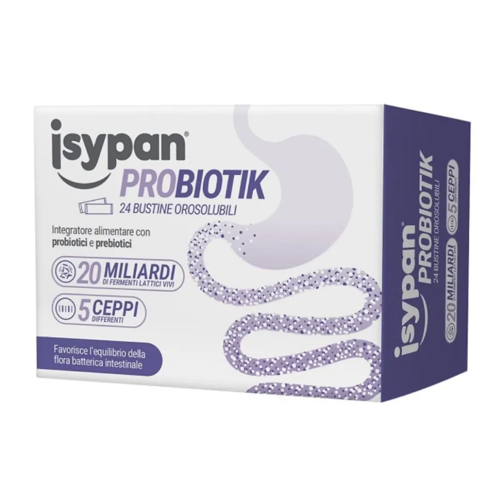 Pharmaidea Isypan Probiotik Integratore di Probiotici e Prebiotici, 24 Bustine Orosolubili