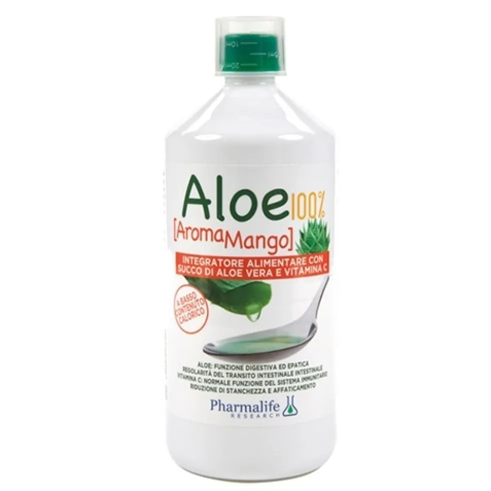 Pharmalife Aloe 100 Mango - Integratore alimentare per la funzione digestiva e depurativa, 1000 ml