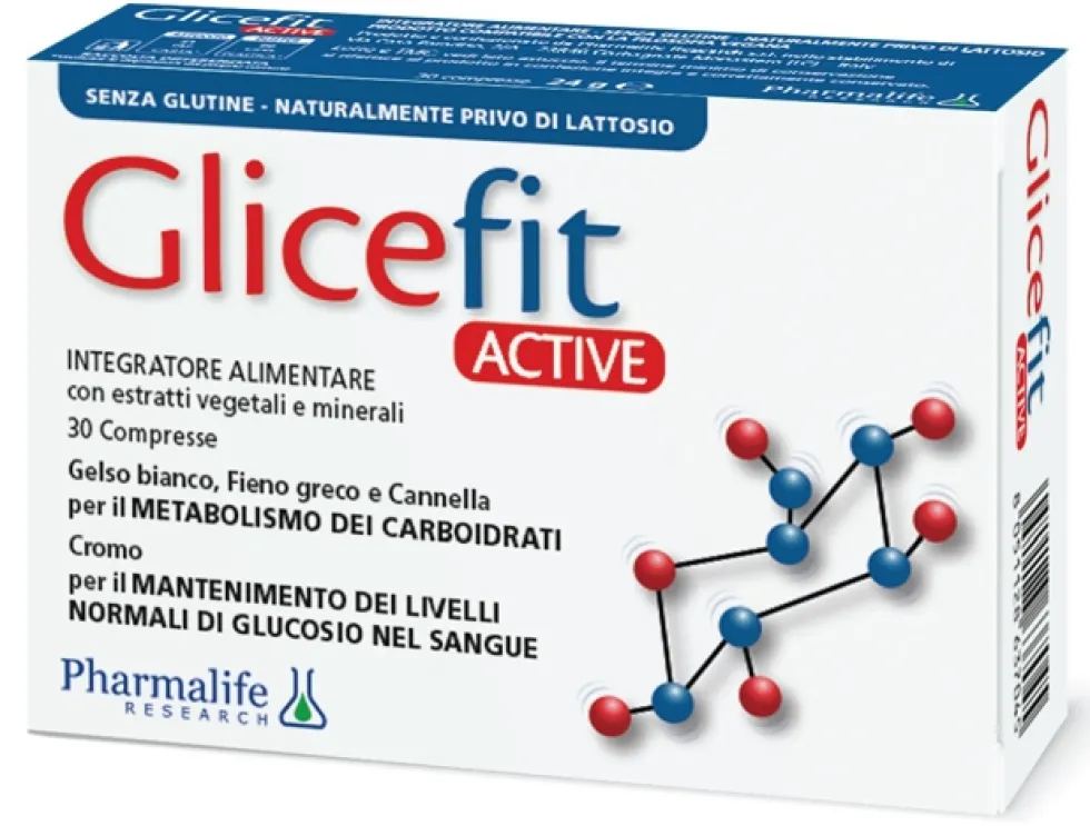 Pharmalife Glicefit Active - Integratore per il metabolismo dei carboidrati, 30 compresse