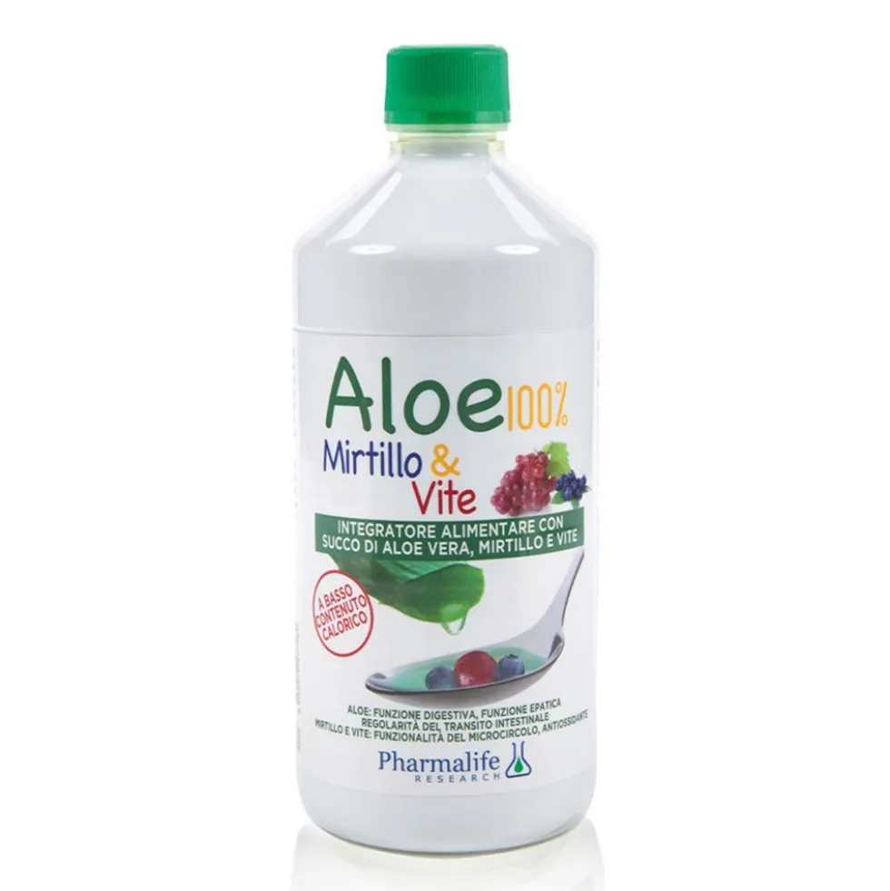 Pharmalife Research Aloe 100% Mirtillo e Vite Integratore Depurativo, 1 Litro