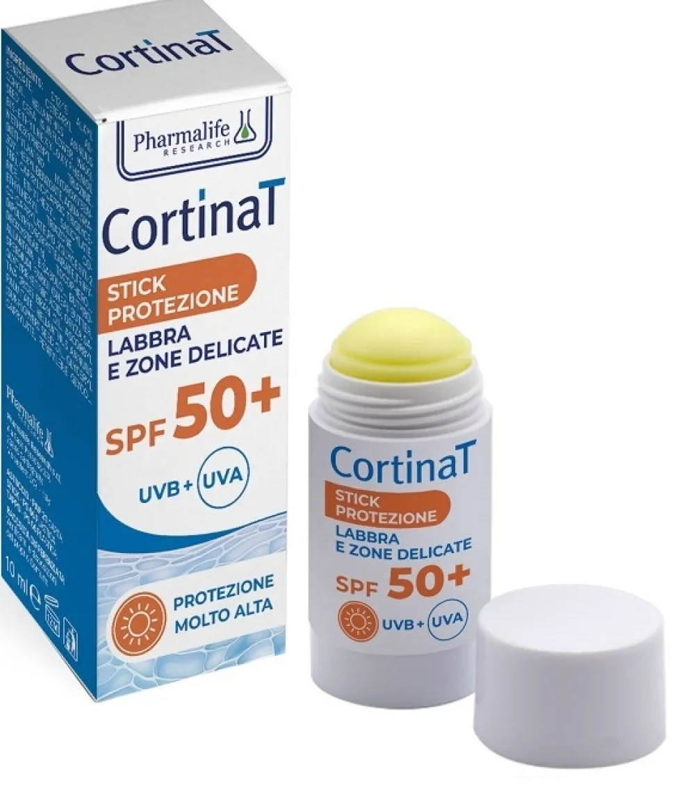 Pharmalife Research Cortinat - Stick solare con SPF 50+ per le labbra e le zone delicate, 10 ml
