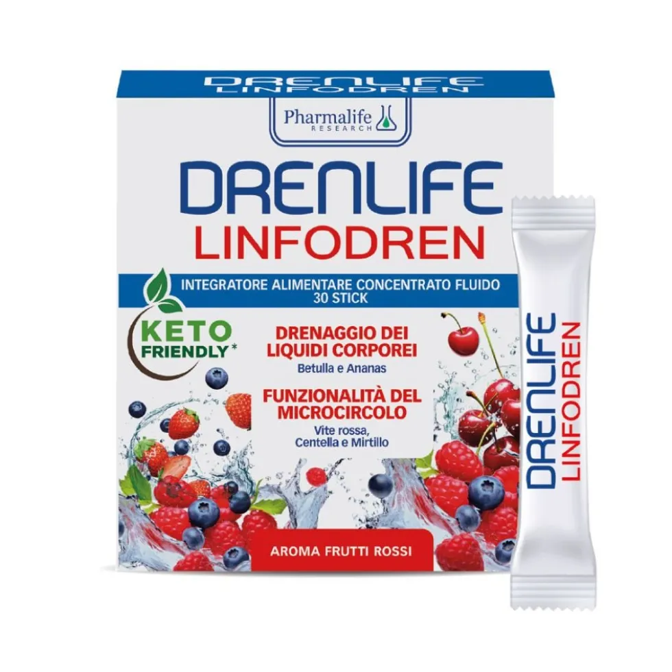 Pharmalife Research Drenlife Linfodren Integratore Microcircolo, 30 stick