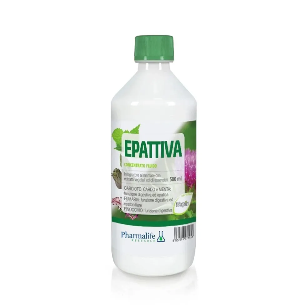 Pharmalife Research Epattiva - Integratore alimentare per la funzione epatica e digestiva, 500 ml
