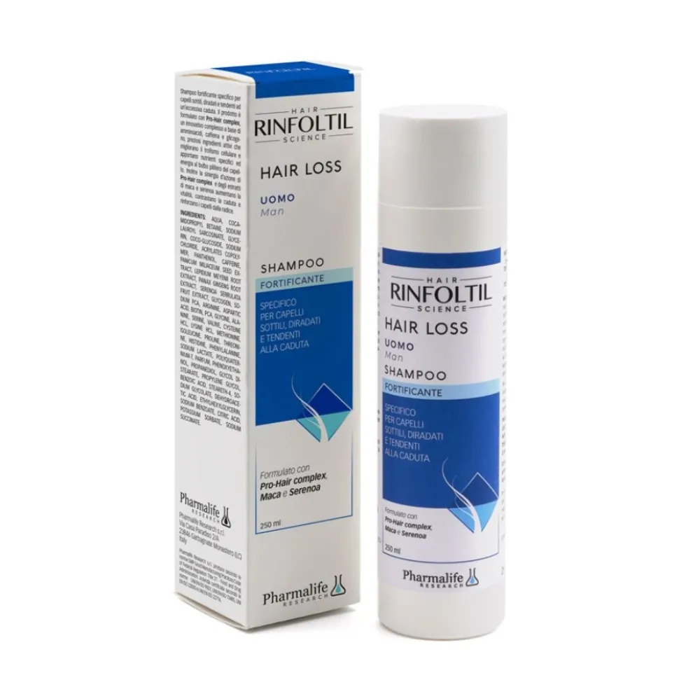 Pharmalife Research Rinfoltil Hair Loss - Shampoo Fortificante Uomo, 250ml