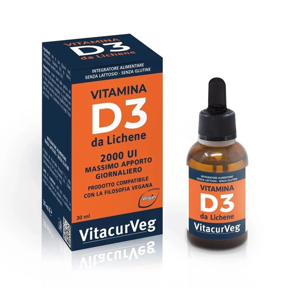 Pharmalife Research Vitacurveg - Integratore in gocce di vitamina D3 per le ossa e i muscoli, 30 ml