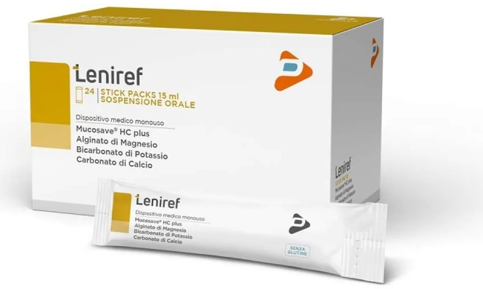 Pharma Line Leniref - Dispositivo medico per reflusso e l'esofagite, 24 bustine da 15 ml
