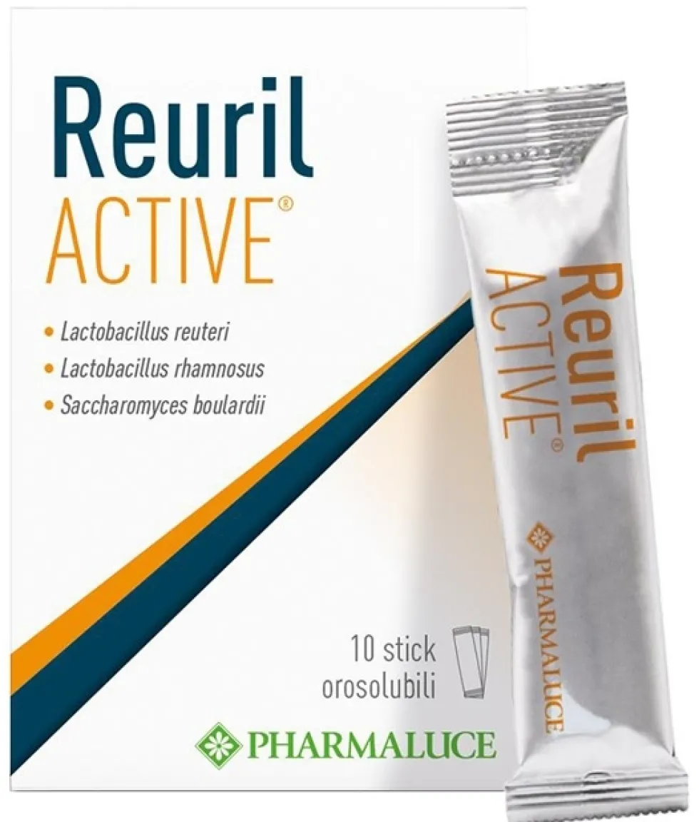 Pharmaluce Reuril Active - Integratore probiotico per la flora intestinale, 10 stick orosolubili