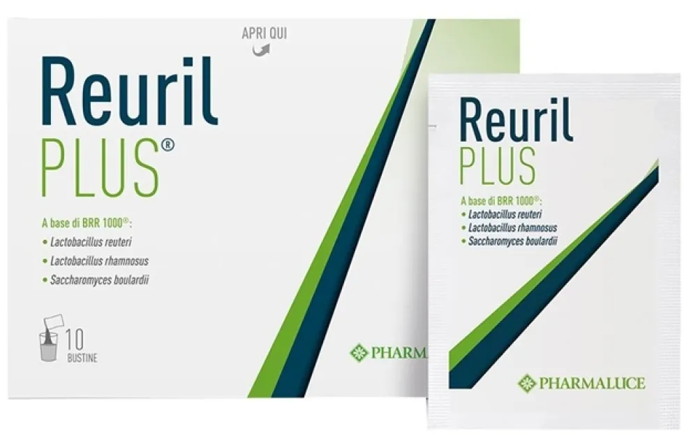 Pharmaluce Reuril Plus - Integratore per la flora intestinale, 10 bustine 3 g