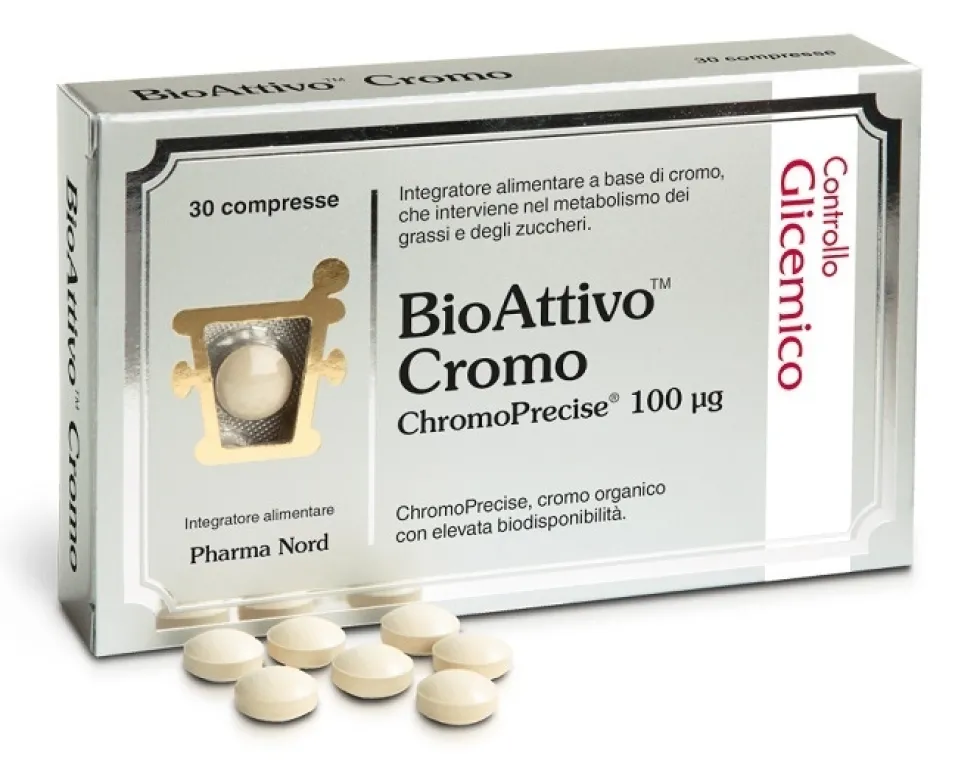Pharma Nord Bioattivo cromo - Integratore bioattivo cromo Pharma Nord per la glicemia, 30 compresse