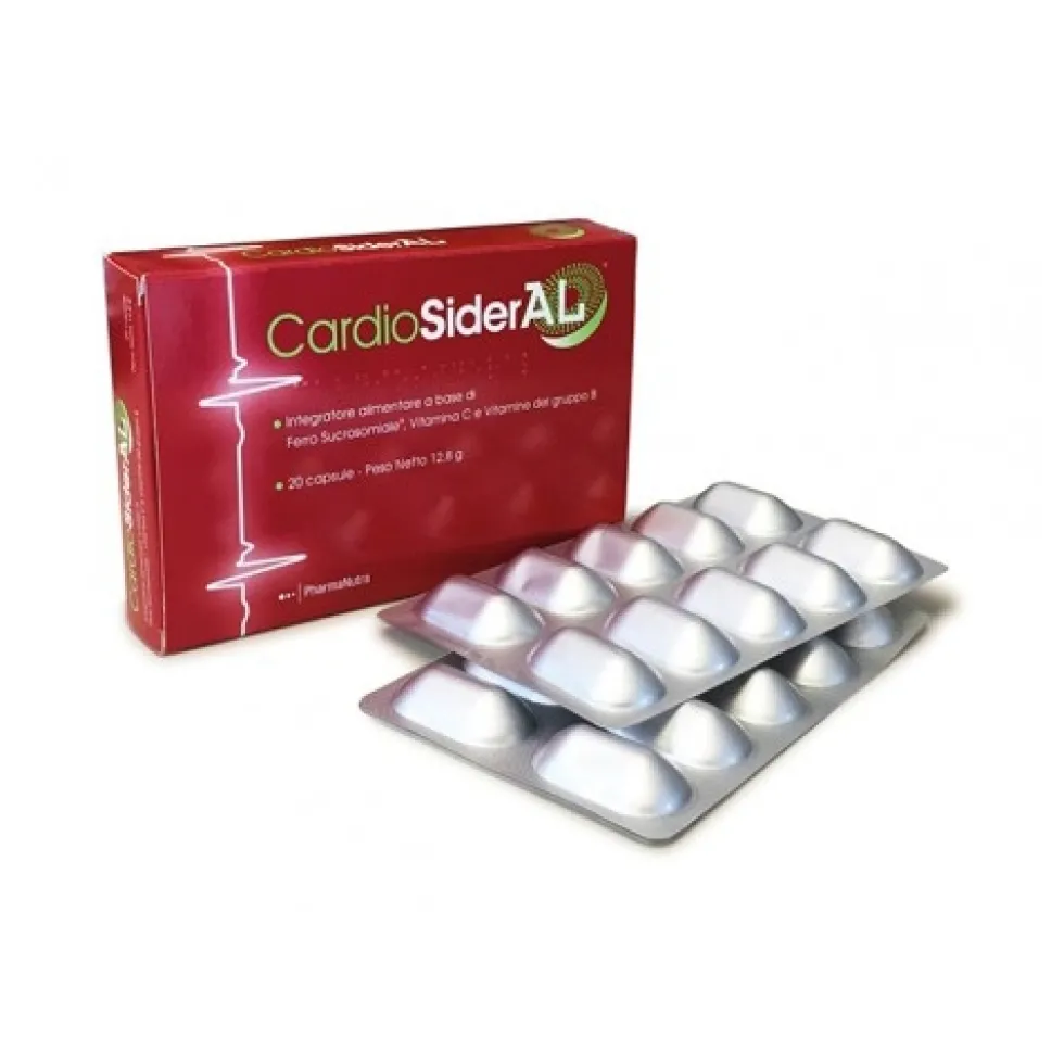 Pharmanutra CardioSideral - Integratore alimentare per carenza di ferro e stanchezza, 20 capsule
