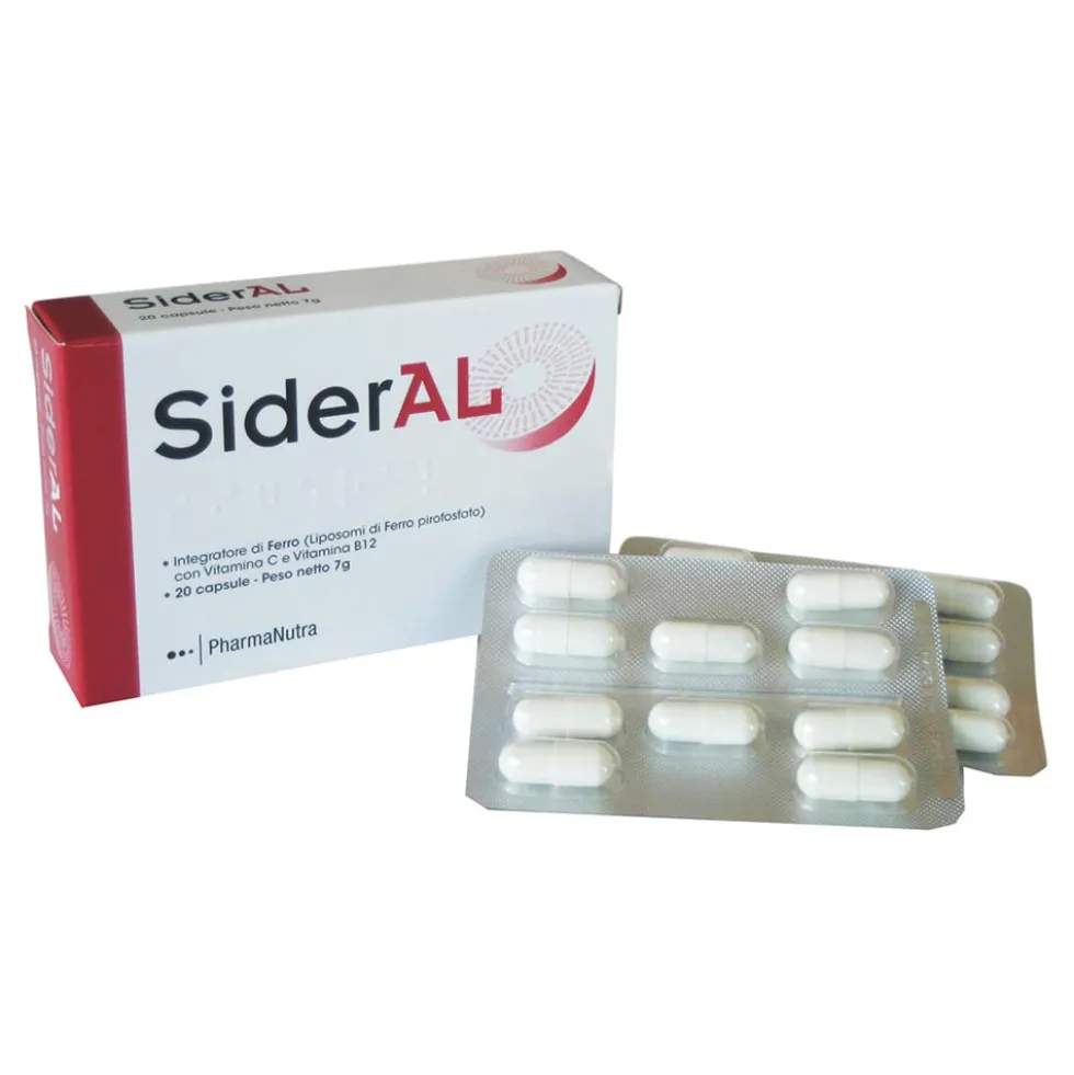 Pharmanutra SiderAl - Integratore alimentare per le carenze di ferro e vitamine, 20 capsule