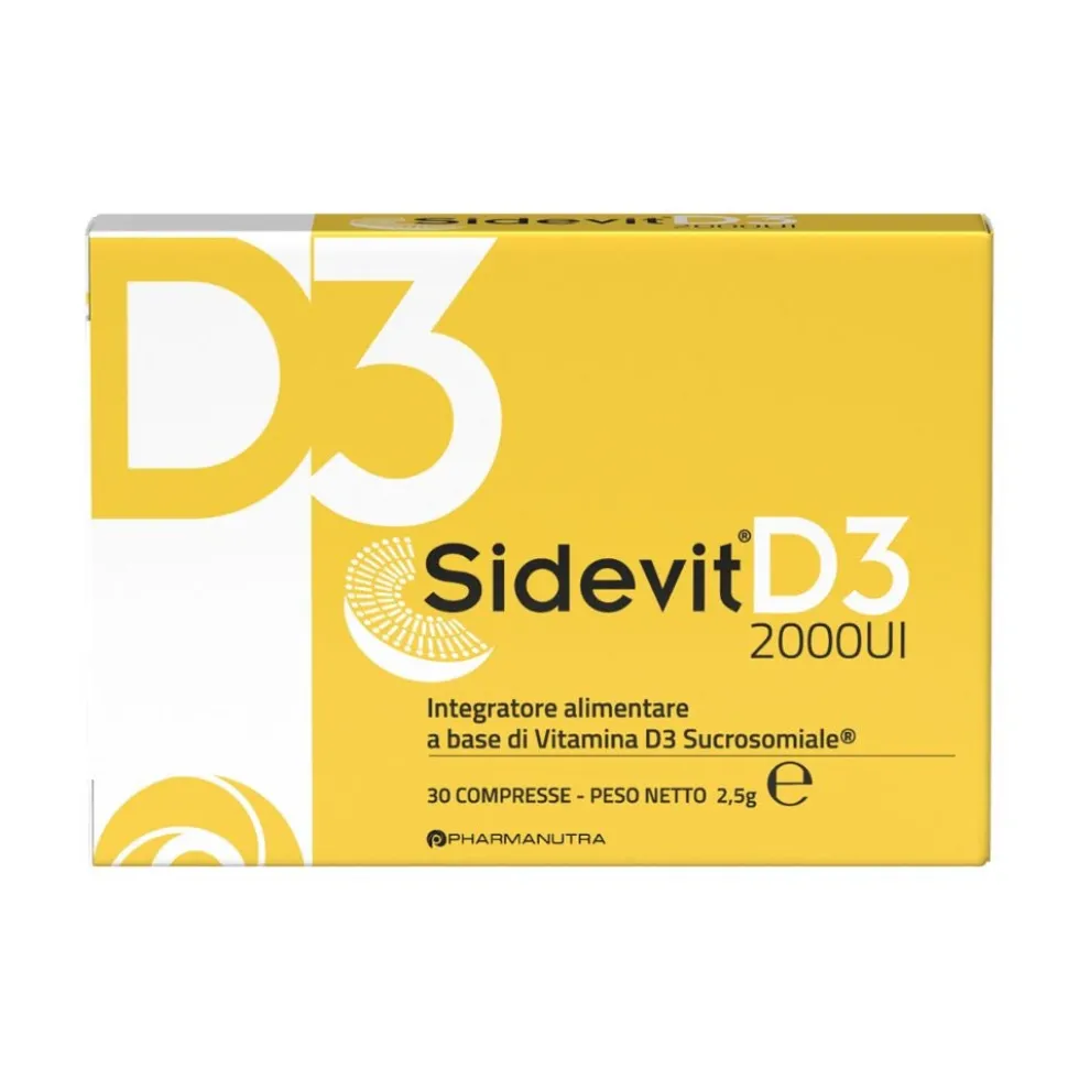 Pharmanutra Sidevit D3 2000 UI - Integratore per la carenza di vitamina D, 30 compresse