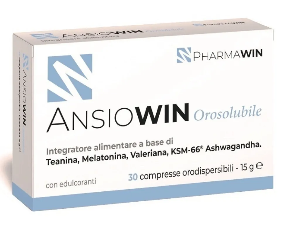 Pharmawin Ansiowin - Integratore orosolubile Pharmawin per il sonno e il rilassamento, 30 compresse