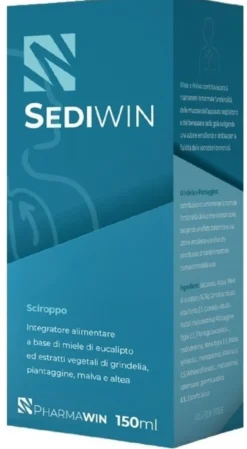 Pharmawin Sediwin - Sciroppo con miele di eucalipto per il benessere della gola, 150 ml
