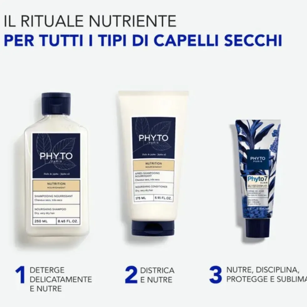 Phyto 7 Elixir Crema da Giorno Universale Capelli Secchi Molto Secchi Nutrimento Quotidiano, 50ml