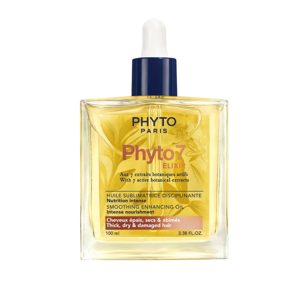 Phyto 7 Elixir Intense Huile Olio Sublimante Disciplinante Capelli Spessi Secchi e Danneggiati, 100ml