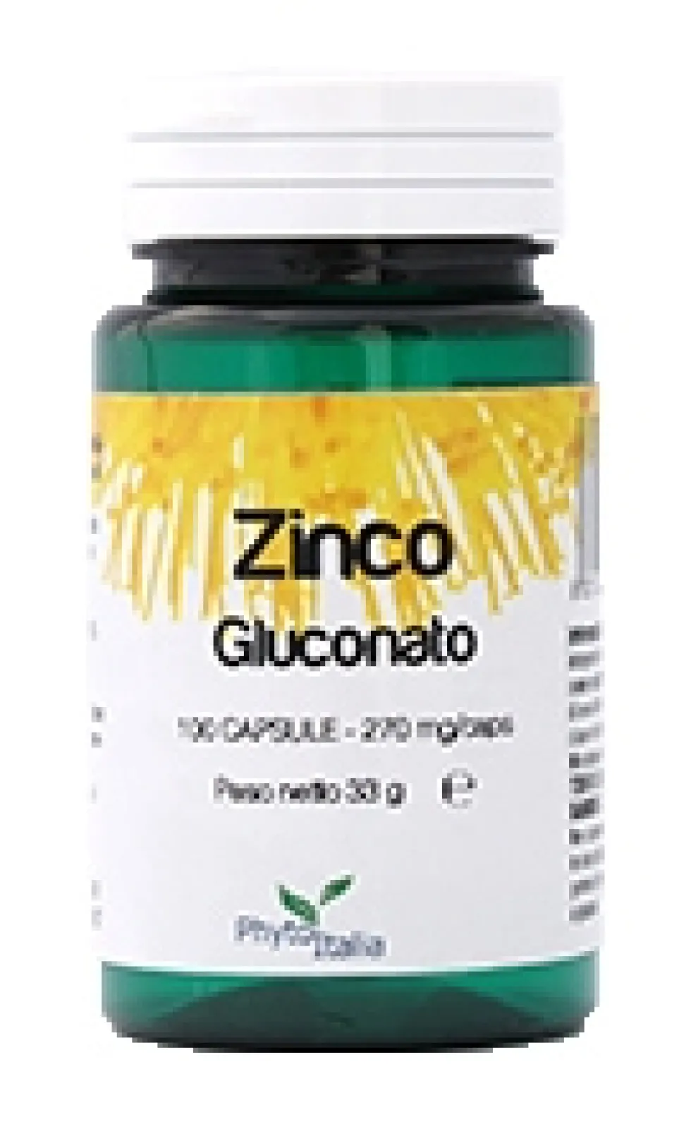 Phytoitalia Zinco - Zinco gluconato integratore per le difese immunitarie e la pelle, 100 capsule