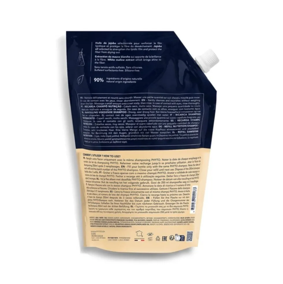 Phyto Nutrimento - Refill Shampoo Nutriente ed Idratante per Capelli Secchi Formato Ricarica, 750ml