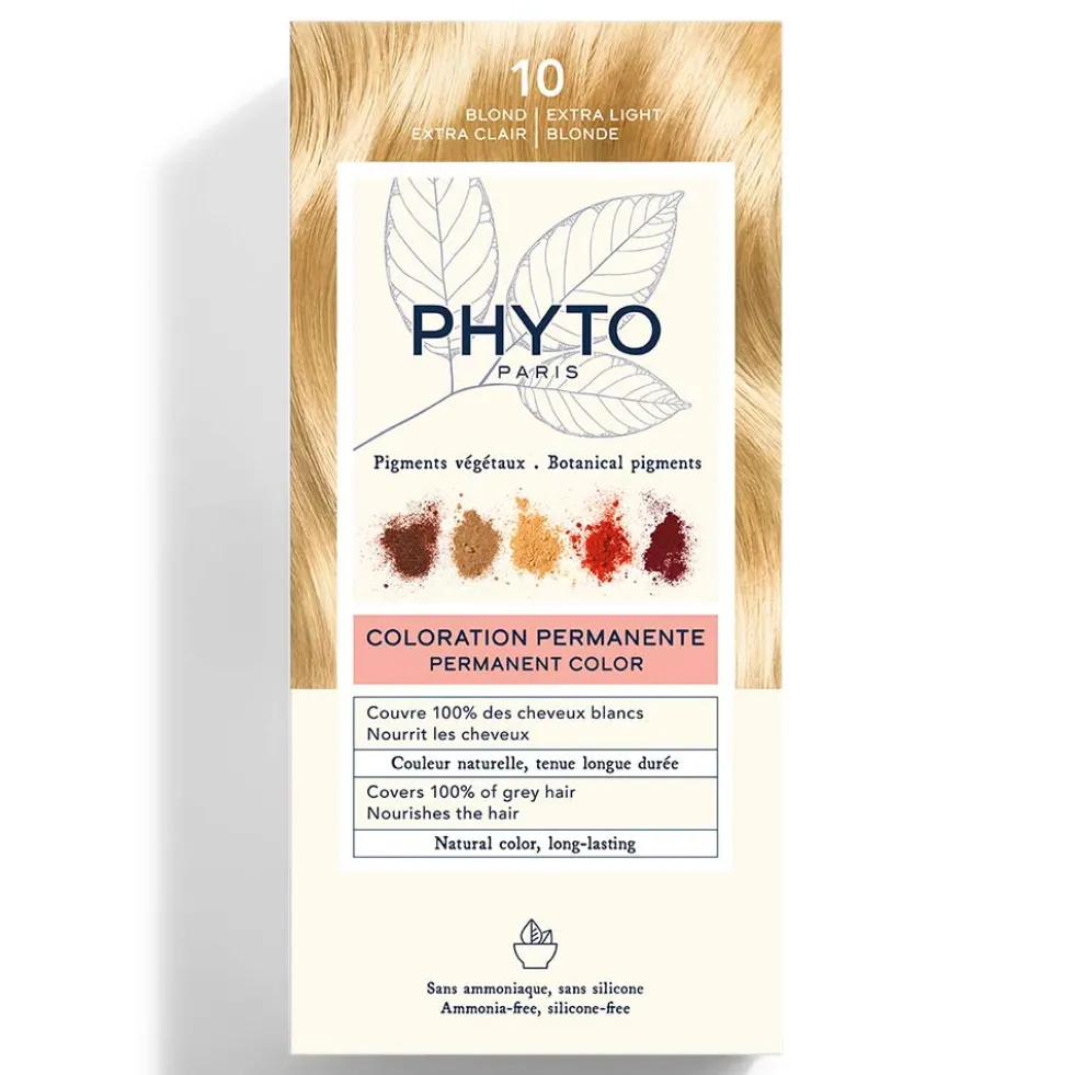 Phyto PhytoColor 10 Biondo Chiarissimo Extra - Colorazione permanente per i capelli bianchi, 1 kit