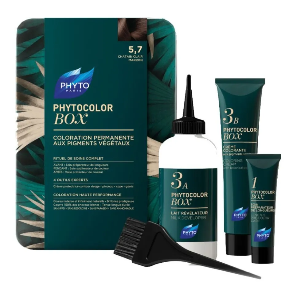 Phyto Phytocolor Box 5.7 Castano Chiaro Tabacco - Colorazione permanente per i capelli, 1 kit