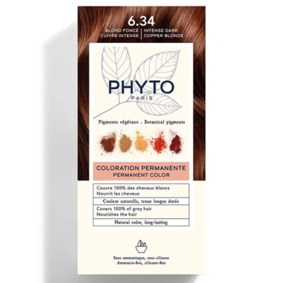 Phyto PhytoColor - Colorazione Permanente Colore 6.34 Biondo Scuro Ramato, 1 Kit