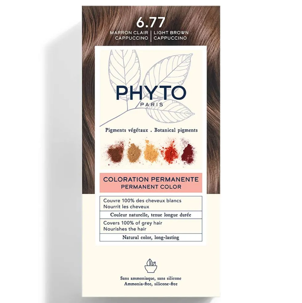 Phyto PhytoColor 6.77 marrone chiaro cappuccino - Colorazione permanente ai pigmenti vegetali, 1 kit