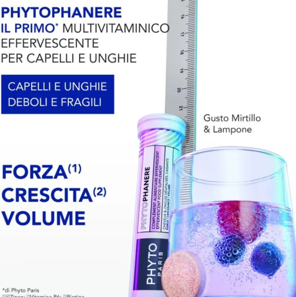 Phyto Phytophanere - Integratore effervescente per la forza di capelli e unghie, 30 compresse