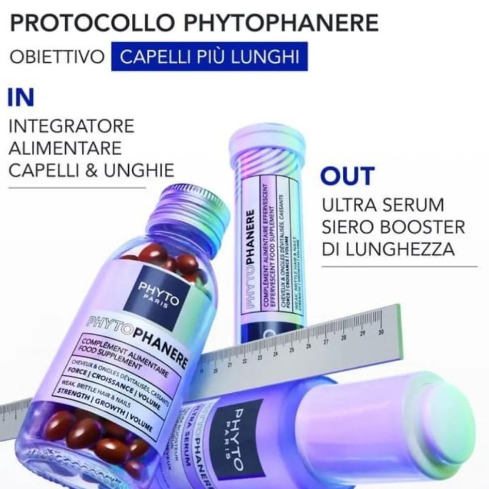 Phyto Phytophanere Siero Booster di Lunghezza per Tutti i Tipi di Capelli per Capelli Più Lunghi Più Velocemente, 50ml