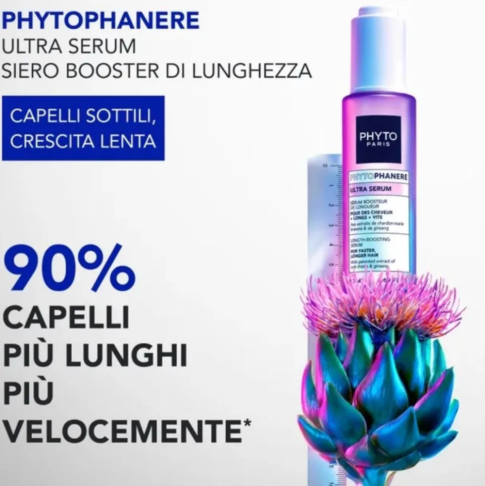 Phyto Phytophanere Siero Booster di Lunghezza per Tutti i Tipi di Capelli per Capelli Più Lunghi Più Velocemente, 50ml