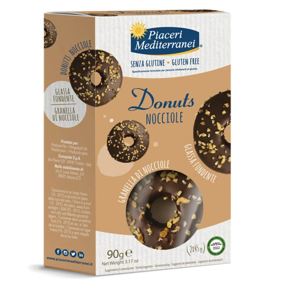 Piaceri Mediterranei Donuts Nocciole Ciambelle Con Glassa Fondente, 90g