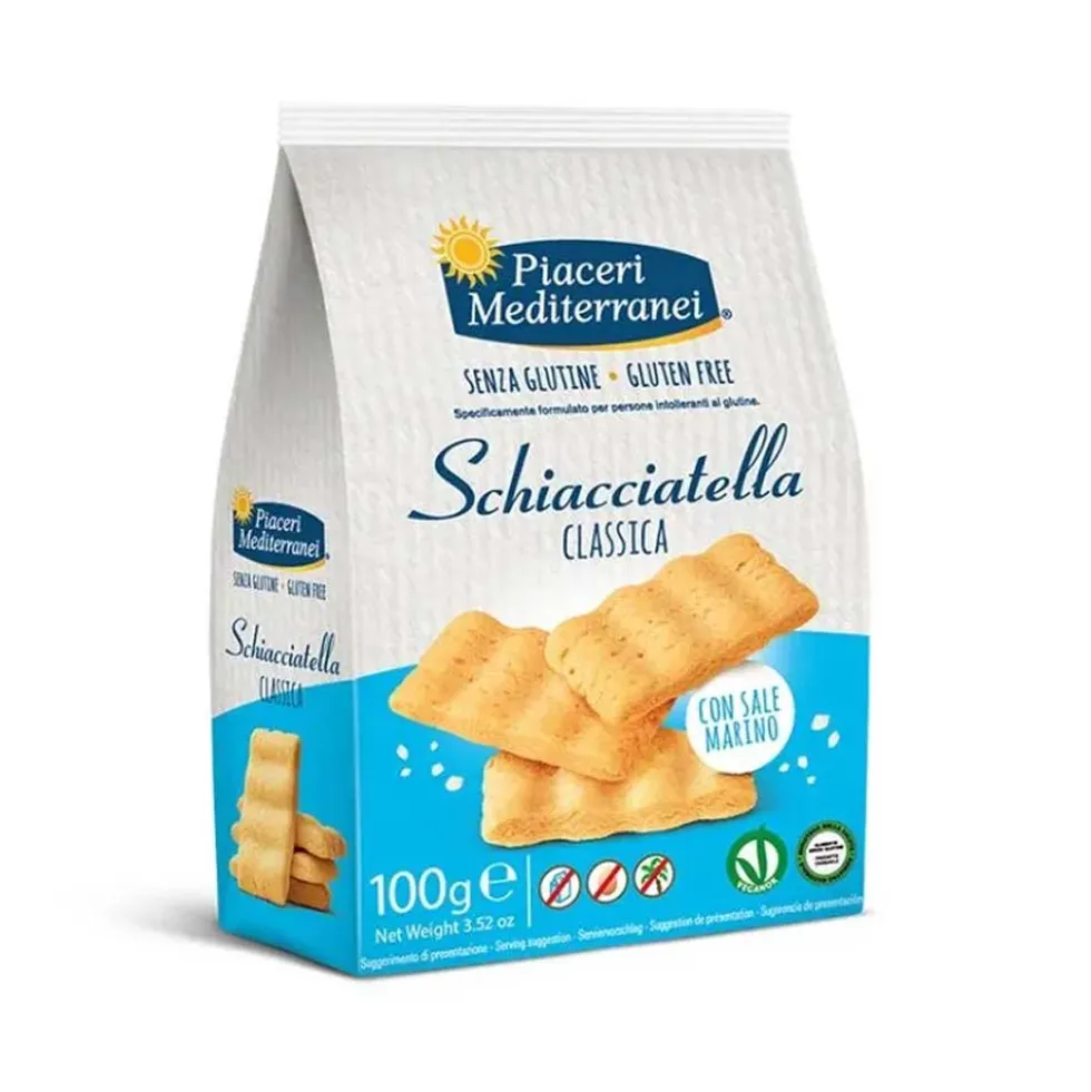 Piaceri Mediterranei Schiacciatella Gusto Classico Snack Senza Glutine, 100g