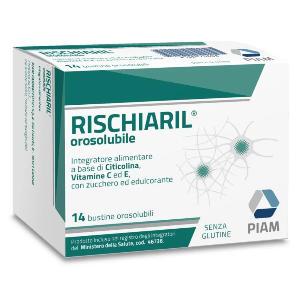 Piam Farmaceutici Rischiaril - Integratore alimentare per la memoria, 14 bustine orosolubili