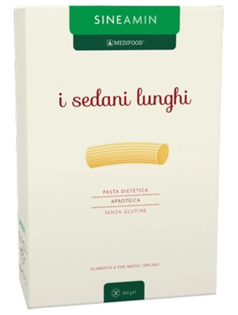 Piam Farmaceutici Sineamin Sedani Lunghi - Una pasta aproteica, pasta Piam Farmaceutici 500 g