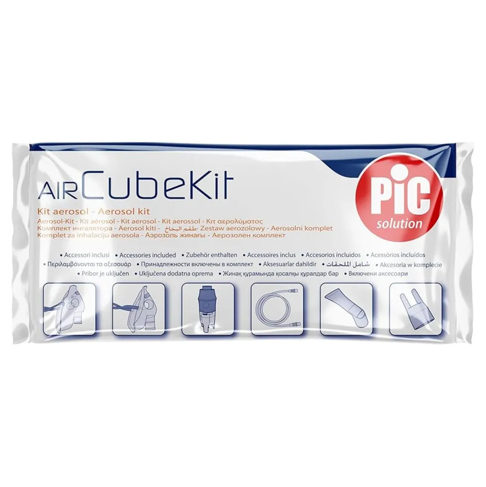 Pic Air Cube - Artsana kit aerosol per la terapia delle vie respiratorie, 5 accessori