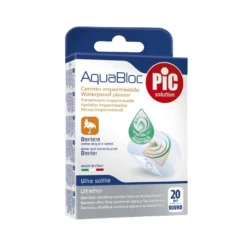 Pic Aquabloc - Cerotti rotondi impermeabili per piccoli tagli e ferite, 20 pezzi da 22,5 mm