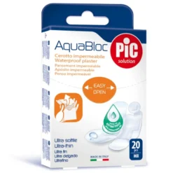 Pic Aquabloc - Cerotto impermeabile Medicazione antibatterica per le ferite, 20 cerotti misti