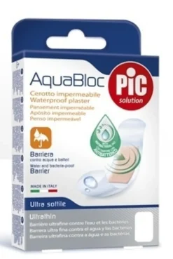 Pic Aquabloc - Cerotto impermeabile con tampone antibatterico, 5 pezzi da 10x6 cm