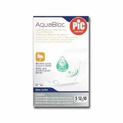 Pic Aquabloc - Cerotto sterile antibatterico e impermeabile per le ferite, 5 pezzi da 12x10 cm