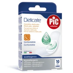 Pic Delicate - Cerotto delicato con antibatterico ipoallergenico, 10 cerotti large