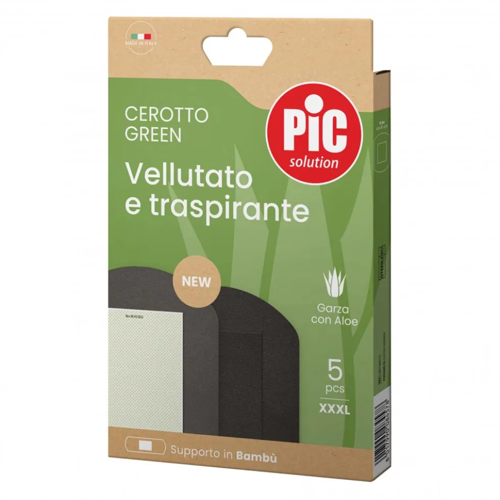 Pic Green - Cerotto in bambù e aloe vera per la protezione delle ferite, 5 cerotti da 10x15 cm