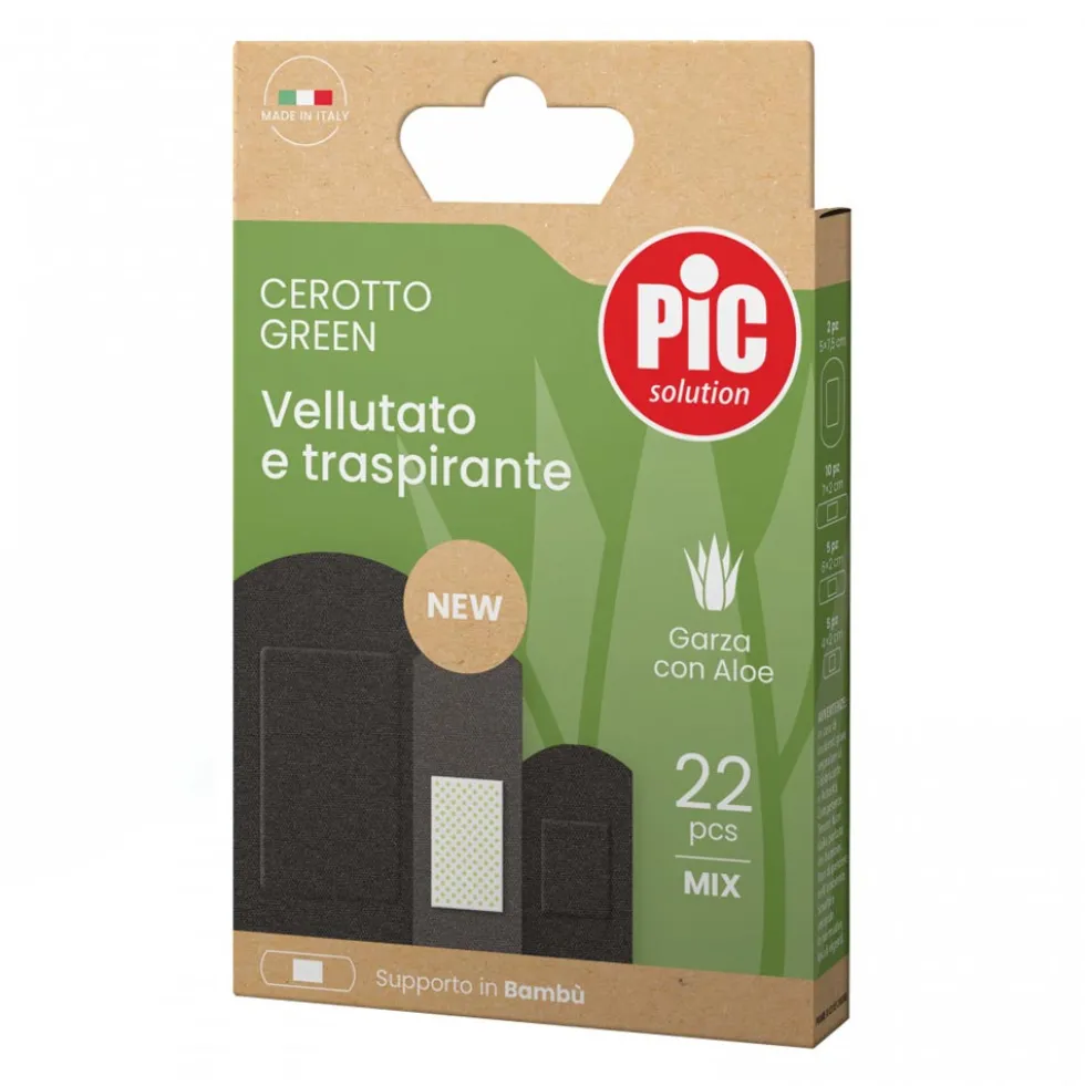 Pic Green - Cerotto Vellutato e Traspirante Garza con Aloe Vera, 22 cerotti mix