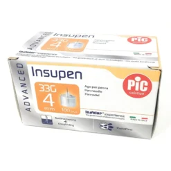 Pic Insupen Advanced - Aghi per penna da insulina 33G 4 mm per iniezioni delicate, 100 pezzi