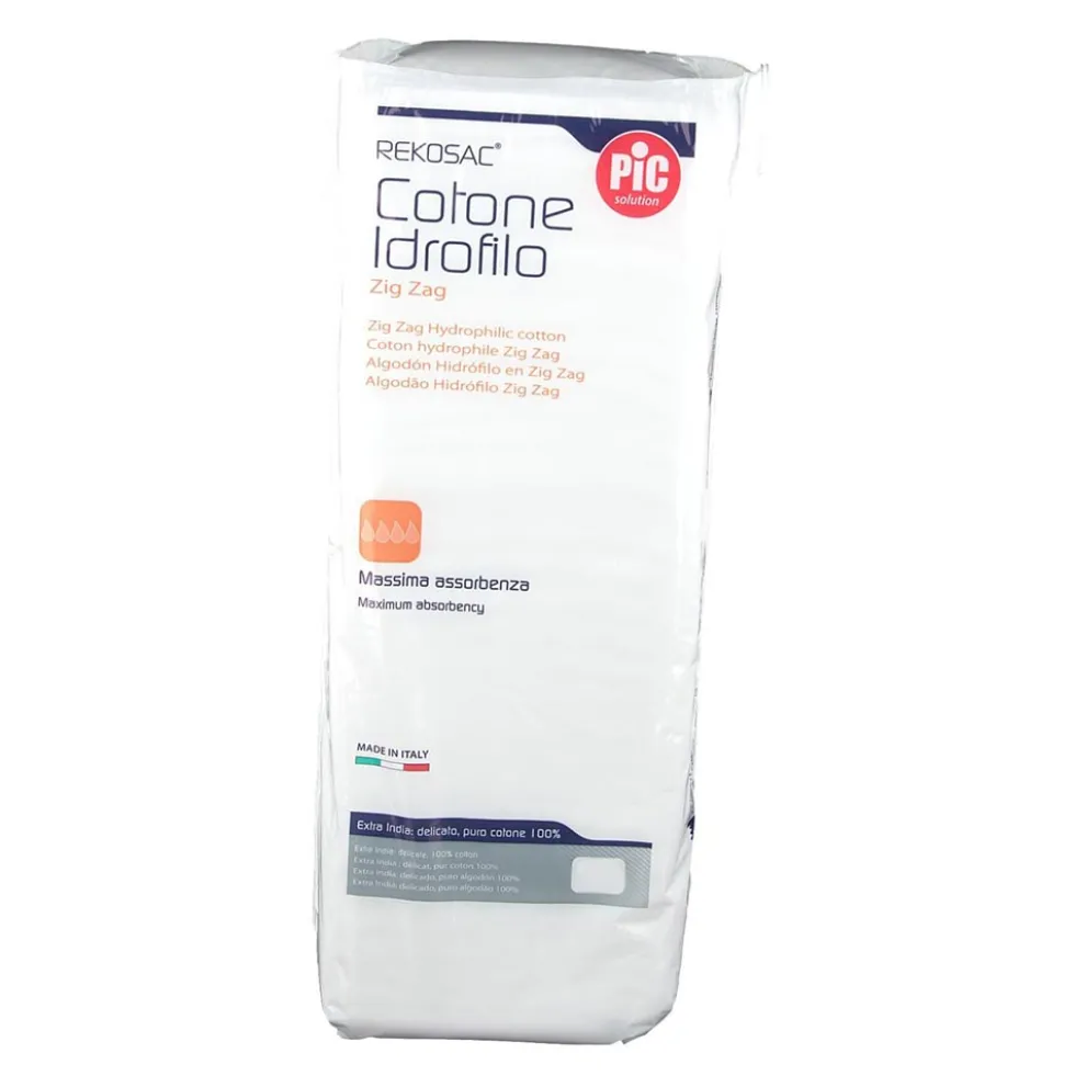 Pic Rekosac - Cotone idrofilo a zig-zag per la medicazione e la pulizia, 100g